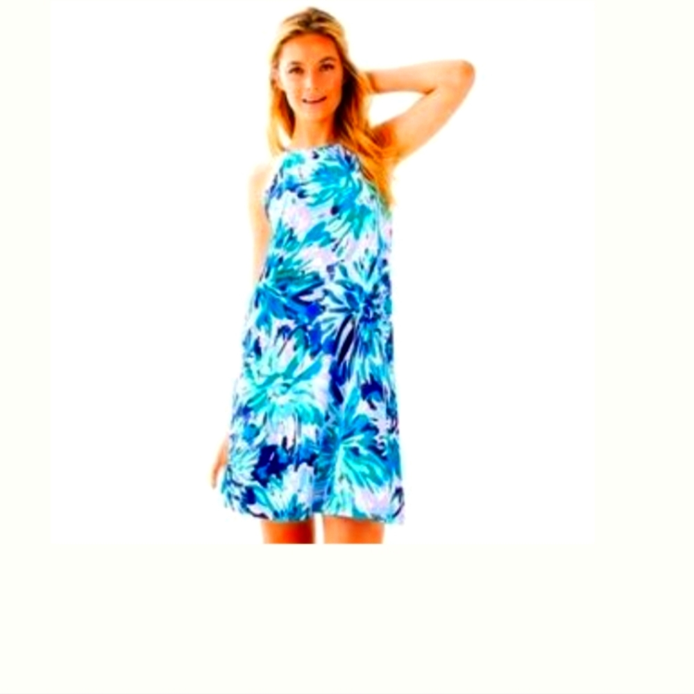 Lily pulitzer dress with keyhole back fringe tussle tie nwot